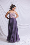 DUSTY PURPLE PLEATED GOWN